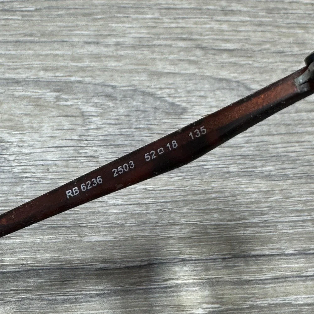 Ray-Ban‎ RB6236 2503 Eyeglass Frames 52-18 135 Rectangular Brown Tortoise Metal